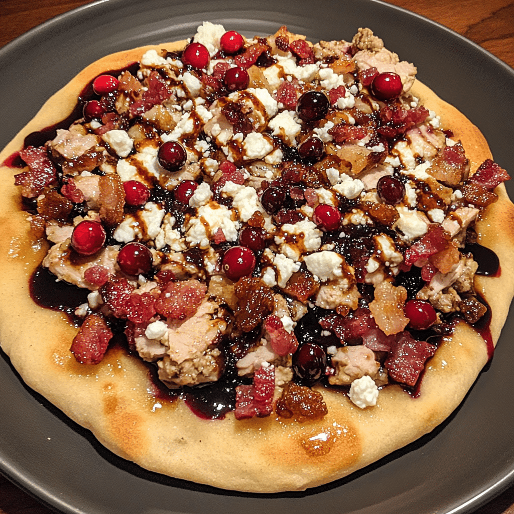 How to make Cranberry Bourbon Turkey Flatbread — key cooking step