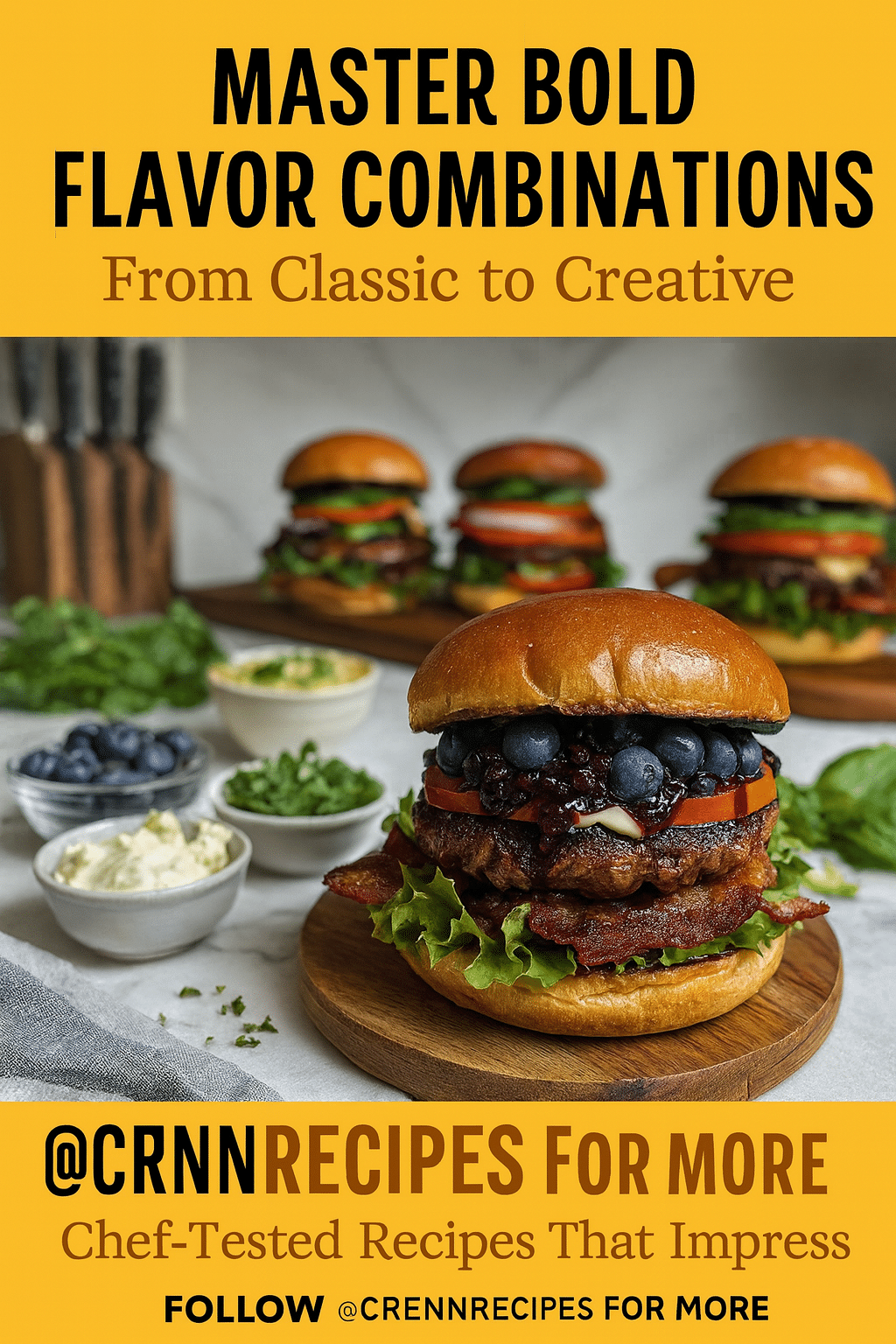 CrennRecipes brand authority - Master Bold Flavor Combinations culinary expertise gourmet burgers