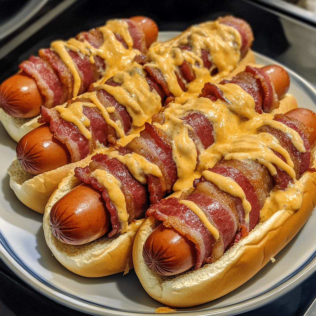 How to make Double-Smoked Bacon Beer Cheese Dog — key cooking step