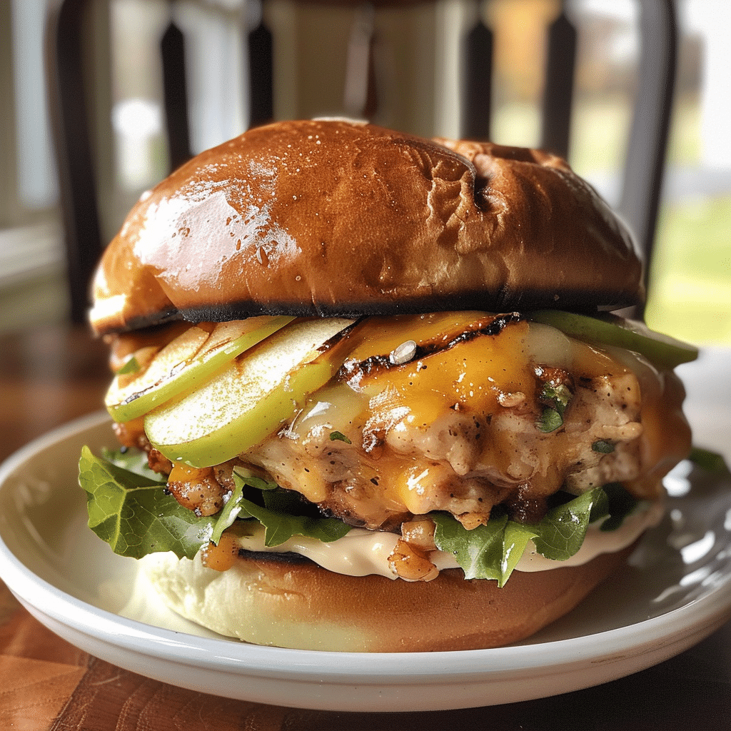 How to make Fall Festival Cheddar Apple Chicken Burger — key cooking step