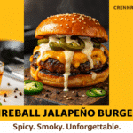 Fireball Whiskey Jalapeño Popper Burger recipe - CrennRecipes elegant entrees fireball whiskey burger
