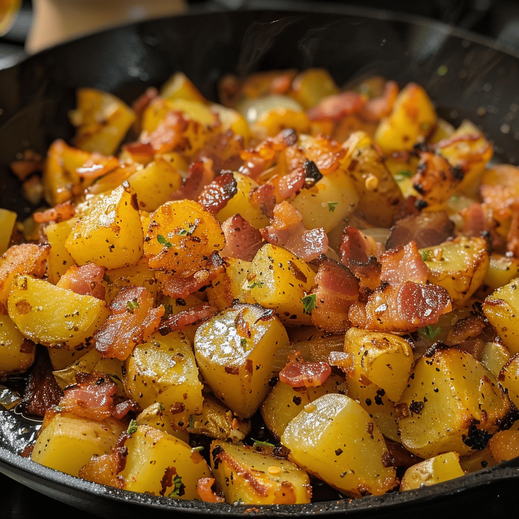 How to make German Beer Hall Bacon Potato Skillet — key cooking step