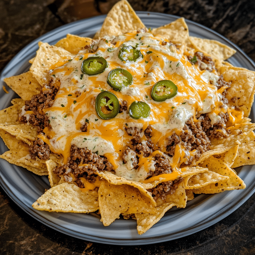 How to make Jalapeño Ranch Burger Nachos — key cooking step