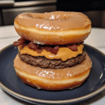 Peanut Butter & Bacon Stuffed Donut Burger — chef-tested restaurant-quality photo
