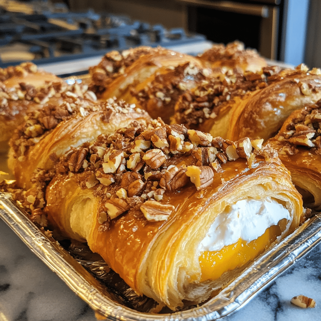 Pumpkin Cream Cheese Stuffed Croissant Bake with Pecan Crunch — restaurant-quality recipe photo