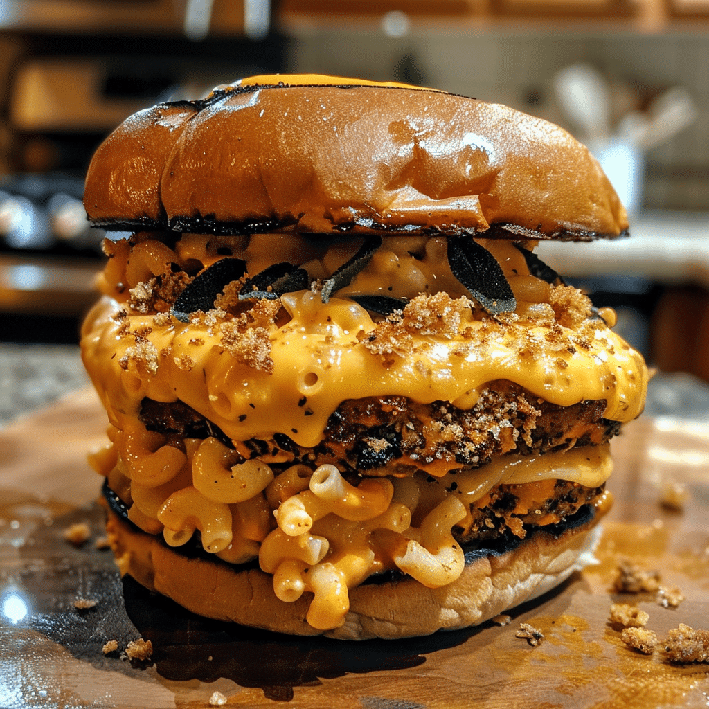 How to make Roasted Pumpkin Sage Mac & Cheese Burger with Brown Butter Crumbs — key cooking step