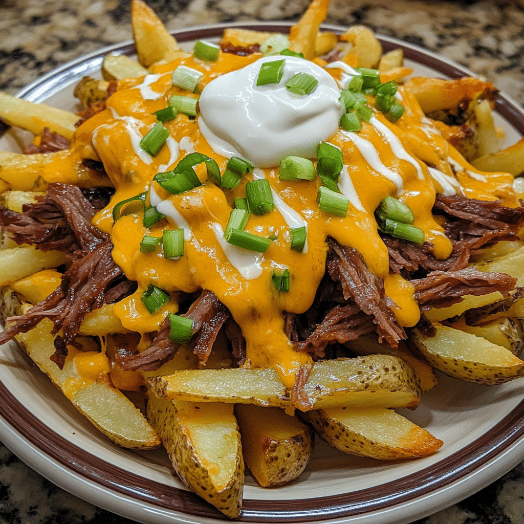 How to make Smoked Brisket Nacho Fries — key cooking step