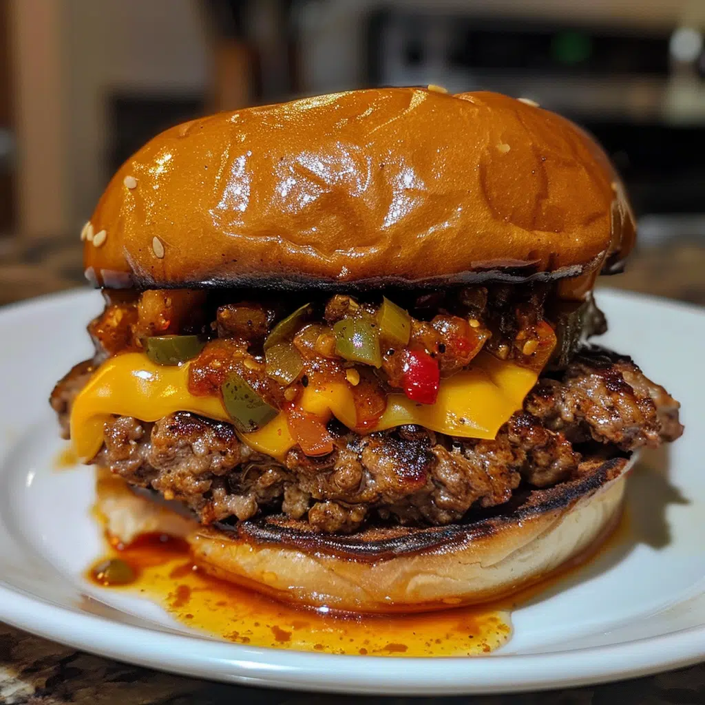 Spicy Chili Jack Smash Burger with Roasted Hatch Pepper Relish — restaurant-quality recipe photo