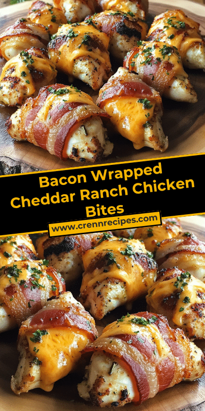 Bacon Wrapped Cheddar Ranch Chicken Bites Pin