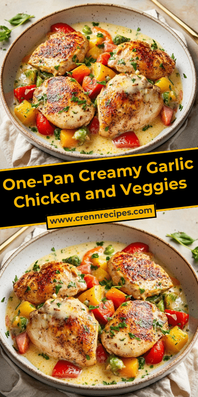 One-Pan Creamy Garlic Chicken and Veggies