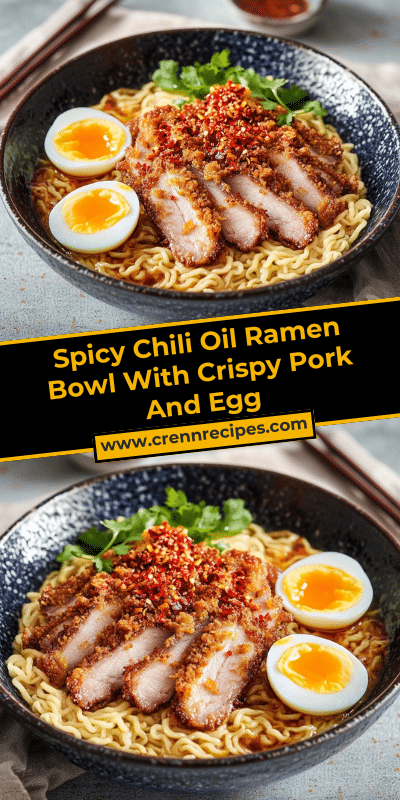 Spicy Chili Oil Ramen Bowl With Crispy Pork And Egg