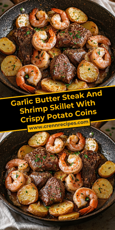 Garlic Butter Steak And Shrimp Skillet With Crispy Potato Coins