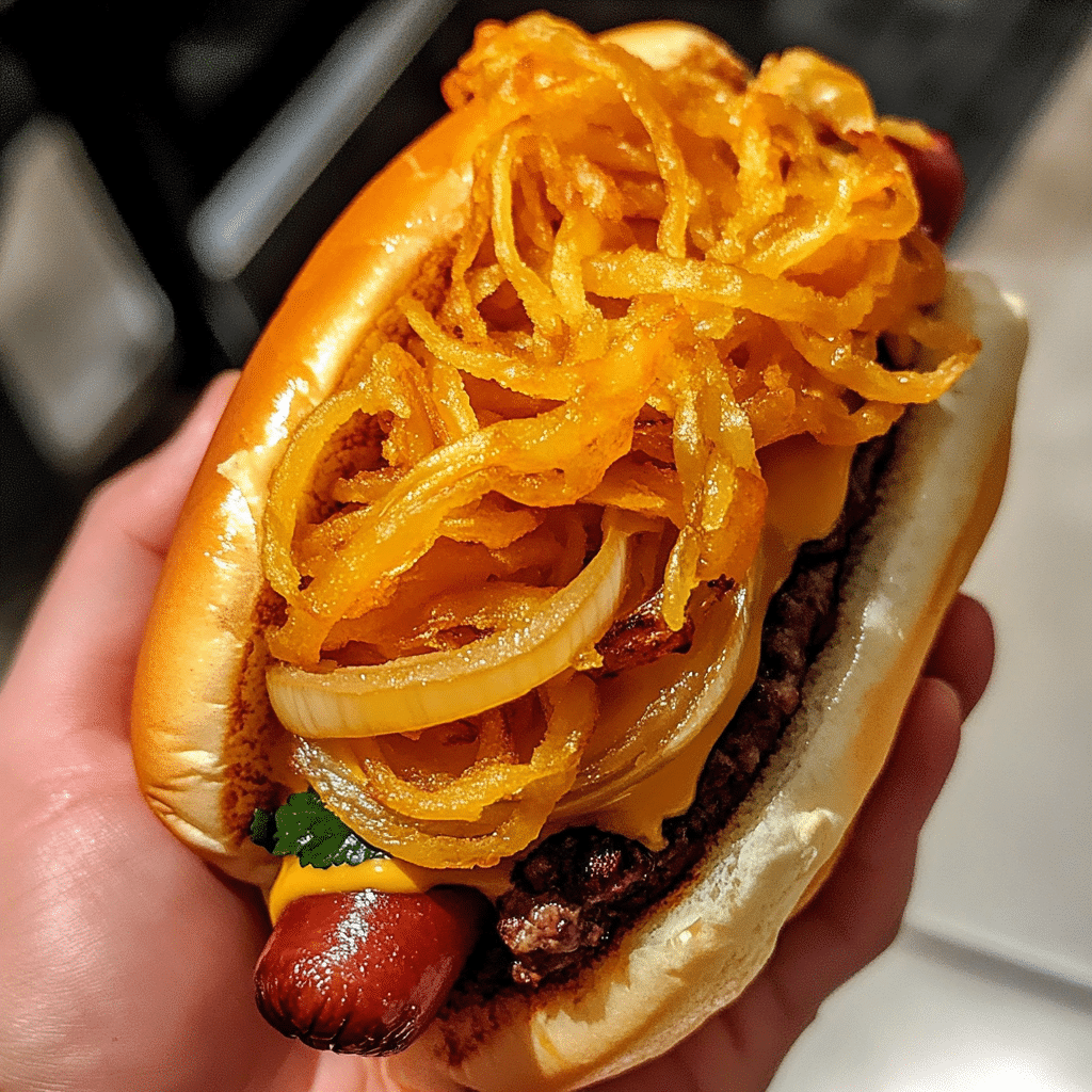 How to make Alpine Beer-Battered Onion Burger Dog — key cooking step