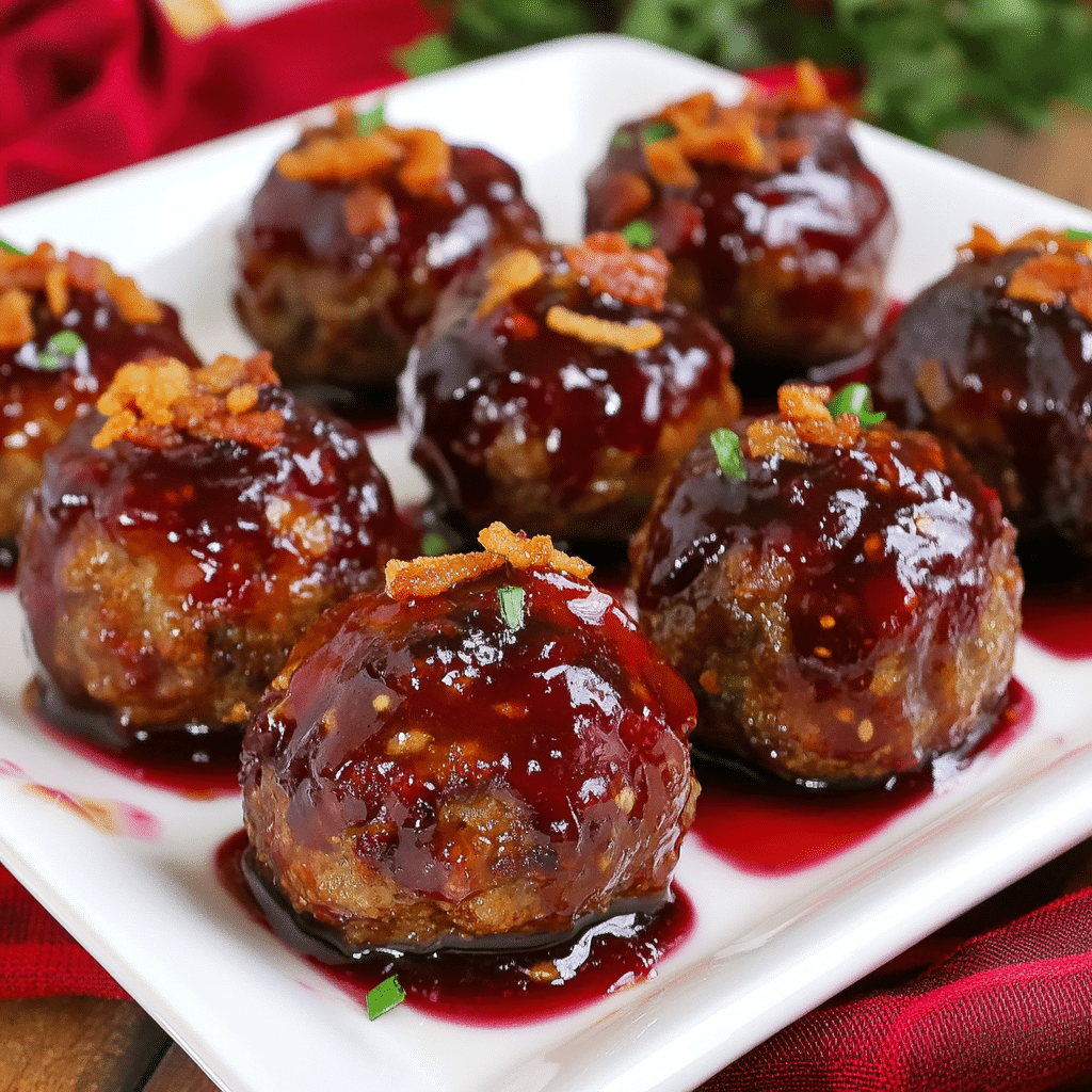 Cranberry Bourbon Bacon Meatballs — refined comfort food photo