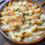 How to make Creamy Garlic Parmesan Pasta Bake — cooking process step