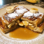 Honey Butter Banana Foster Stuffed French Toast with Cinnamon Sauce — chef-tested restaurant-quality photo