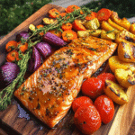 How to make Honey Mustard Glazed Salmon with Veggies — cooking process step