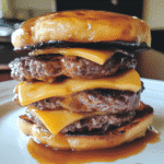 Smoked Gouda Beer-Glazed Burger Stack — chef-tested restaurant-quality photo