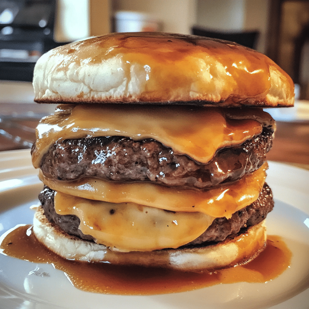 How to make Smoked Gouda Beer-Glazed Burger Stack — key cooking step