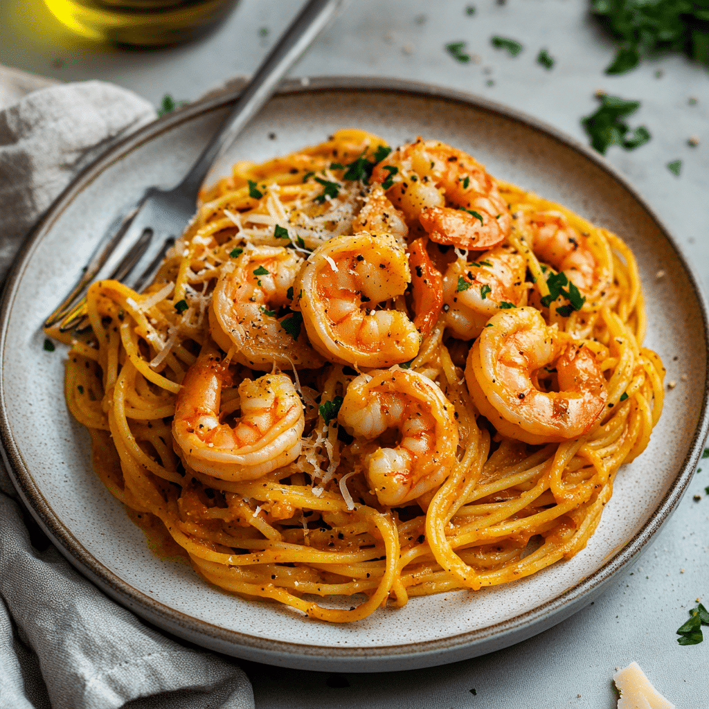 Spicy Garlic Shrimp Pasta — refined comfort food photo