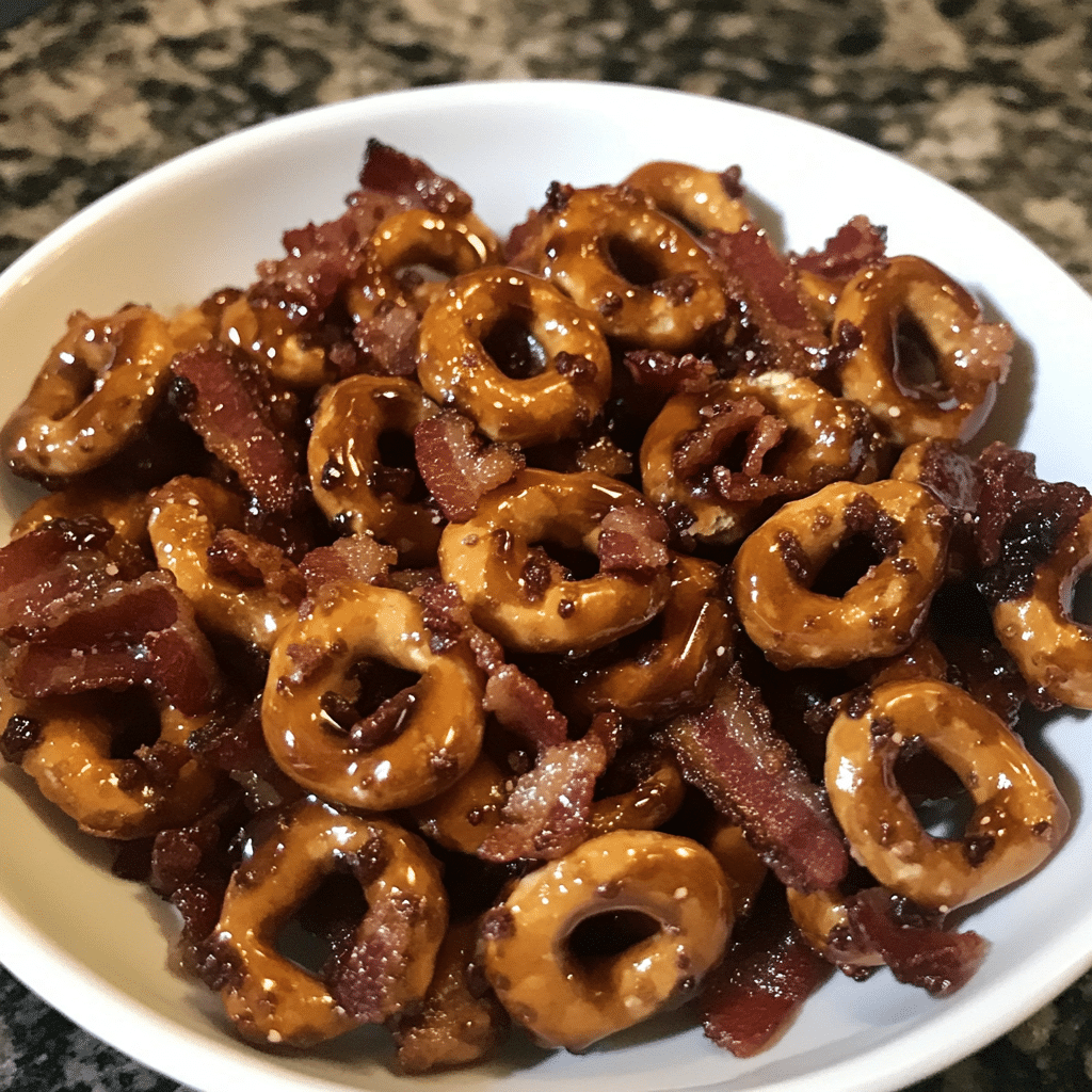 How to make Whiskey Maple Bacon Pretzel Snaps — key cooking step