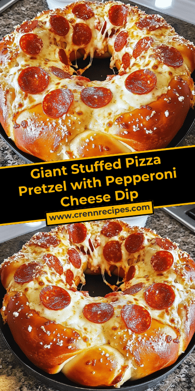Giant Stuffed Pizza Pretzel with Pepperoni Cheese Dip