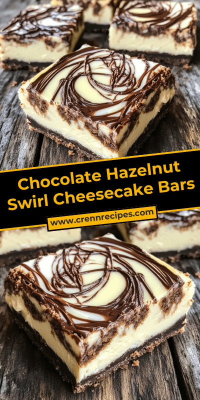 Chocolate Hazelnut Swirl Cheesecake Bars