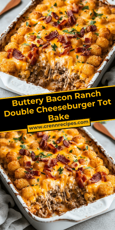 Buttery Bacon Ranch Double Cheeseburger Tot Bake