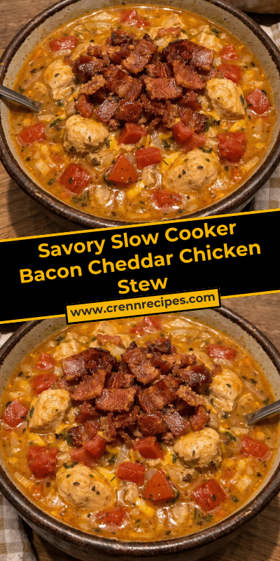 Savory Slow Cooker Bacon Cheddar Chicken Stew
