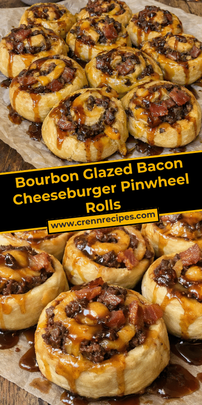 Bourbon Glazed Bacon Cheeseburger Pinwheel Rolls