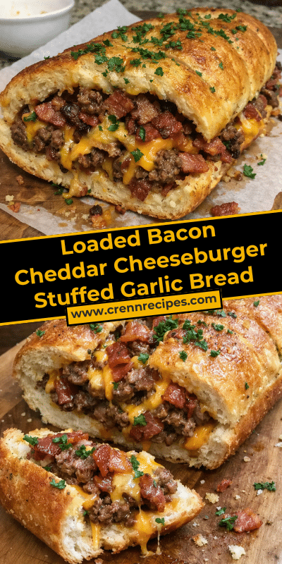 Loaded Bacon Cheddar Cheeseburger Stuffed Garlic Bread