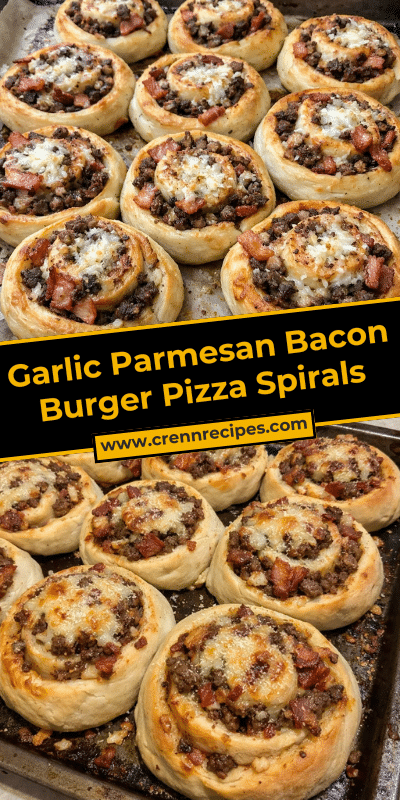 Garlic Parmesan Bacon Burger Pizza Spirals