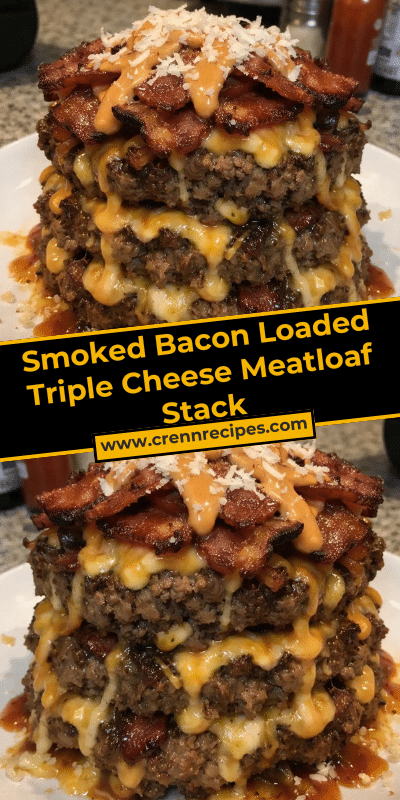 Smoked Bacon Loaded Triple Cheese Meatloaf Stack