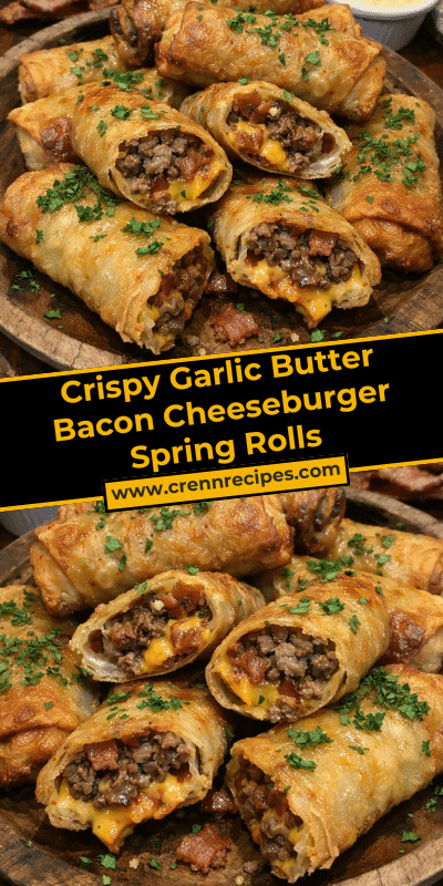 Crispy Garlic Butter Bacon Cheeseburger Spring Rolls