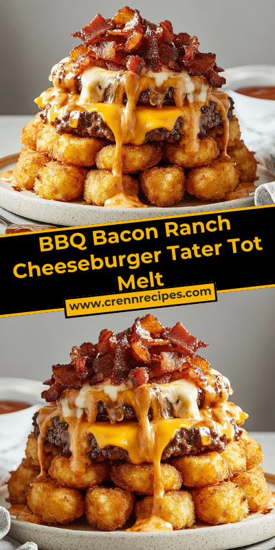 BBQ Bacon Ranch Cheeseburger Tater Tot Melt