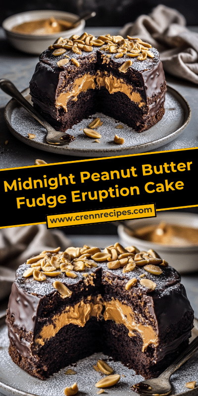 Midnight Peanut Butter Fudge Eruption Cake