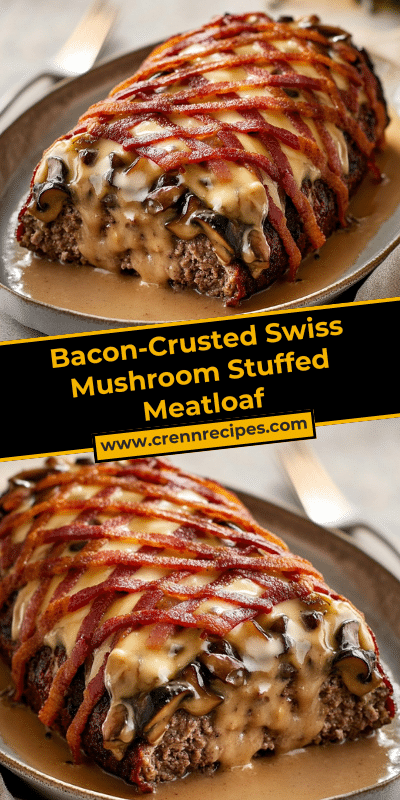 Bacon-Crusted Swiss Mushroom Stuffed Meatloaf