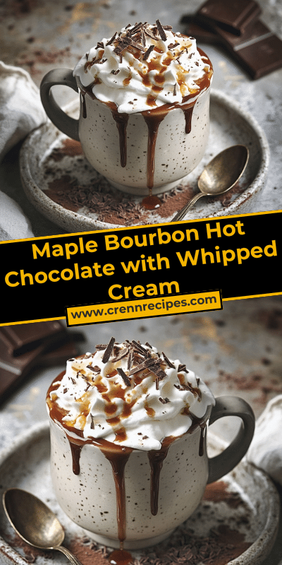 Maple Bourbon Hot Chocolate with Whipped Cream