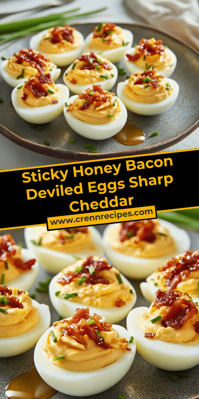 Sticky Honey Bacon Deviled Eggs Sharp Cheddar
