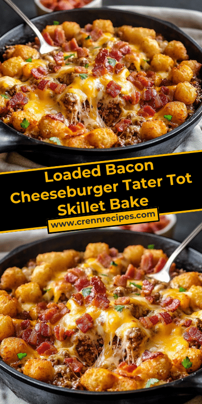 Loaded Bacon Cheeseburger Tater Tot Skillet Bake