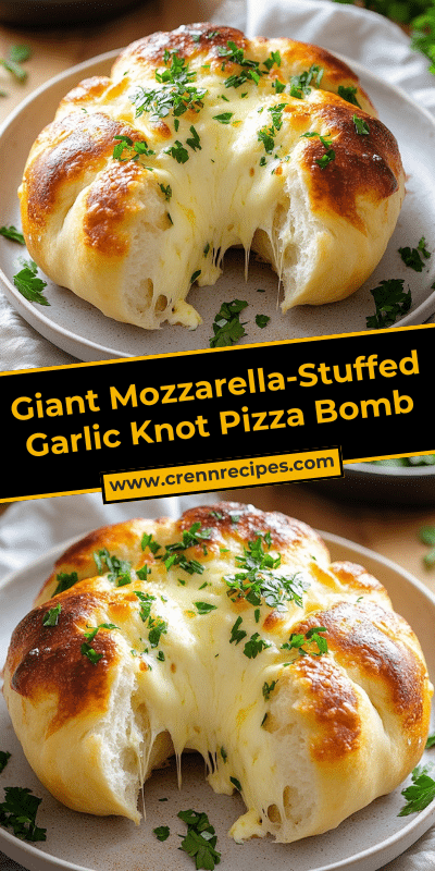 Giant Mozzarella-Stuffed Garlic Knot Pizza Bomb