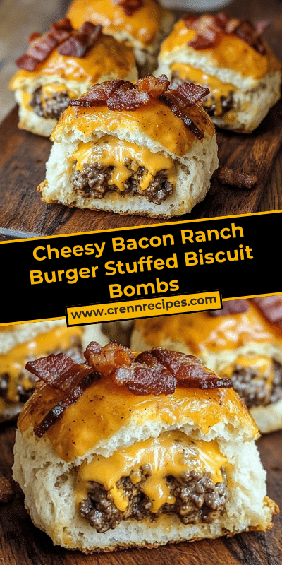 Cheesy Bacon Ranch Burger Stuffed Biscuit Bombs