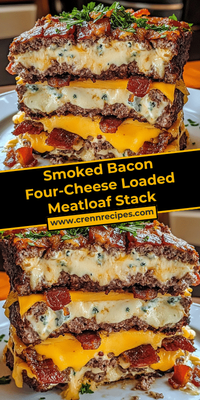Smoked Bacon Four-Cheese Loaded Meatloaf Stack