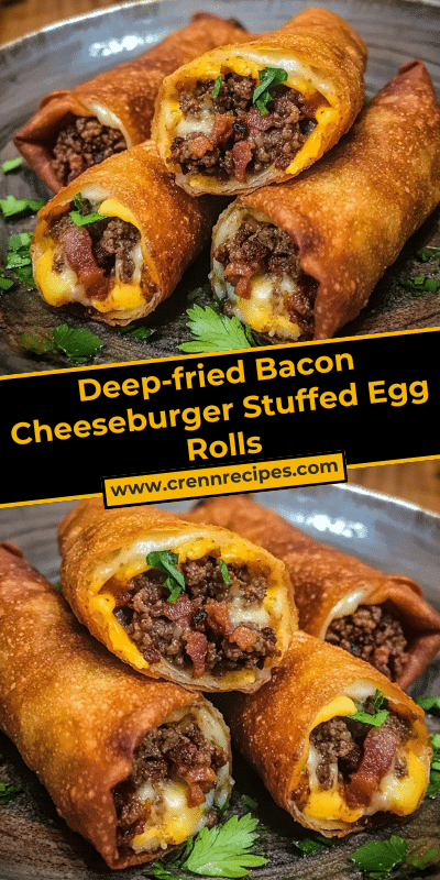 Deep-fried Bacon Cheeseburger Stuffed Egg Rolls