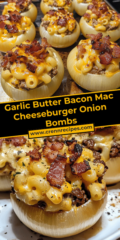 Garlic Butter Bacon Mac Cheeseburger Onion Bombs