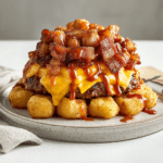 How to make BBQ Bacon Ranch Cheeseburger Tater Tot Melt — cooking process step
