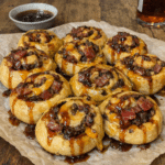 How to make Bourbon Glazed Bacon Cheeseburger Pinwheel Rolls — key cooking step