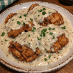 How to make Cajun Fried Chicken Smothered in Creamy Pepper Gravy — key cooking step