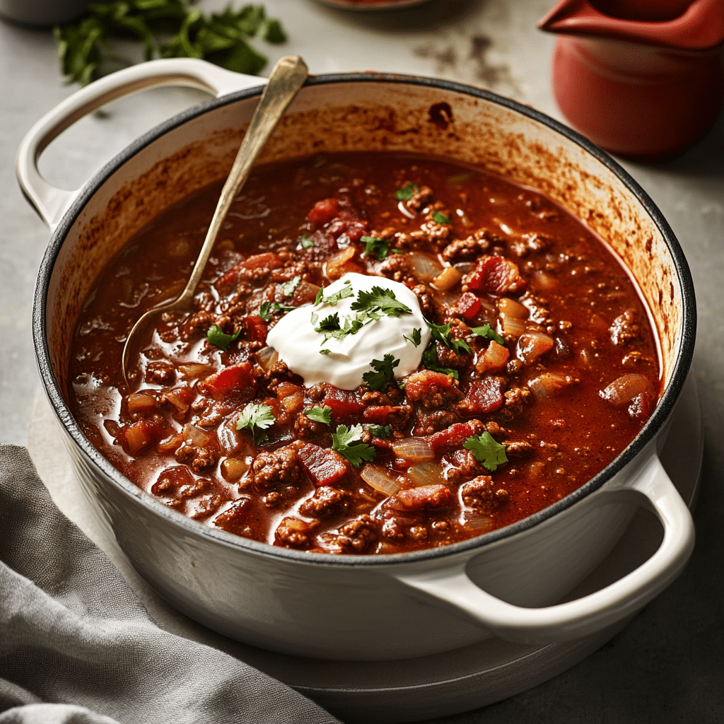 Cozy One-Pan Beef and Bacon Chili for a Hearty Dinner — refined comfort food photo