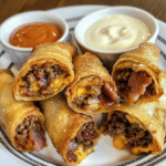 How to make Crispy Bacon Cheddar Cheeseburger Egg Rolls — key cooking step